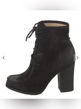 Frye Women's Black Suede Lace-Up Block Heel Ankle Boot